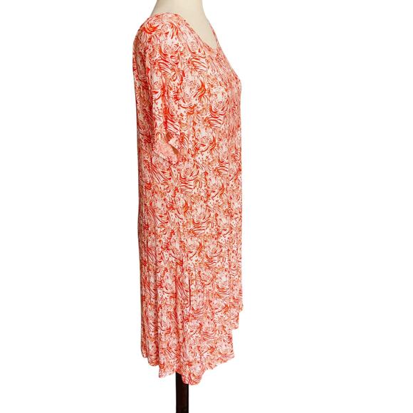 Stewart Simmons XL/XXL Orange and White Tiger Cap Sleeve Knit Dress Pockets NEW - Picture 4 of 8